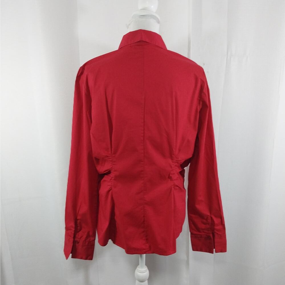 NEW YORK & CO.! ROUGE RED COTTON BLEND JEWELED COLLAR BUTTON FRONT BLOUSE! SZ XL - Picture 6 of 10